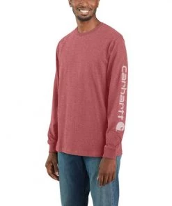'Carhartt' Men's Heavyweight Sleeve Logo T-Shirt - Blush Pink Heather