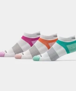 'Saucony' Women's Inferno 3-Pack Running Socks - White / Orange / Magenta / Turquoise
