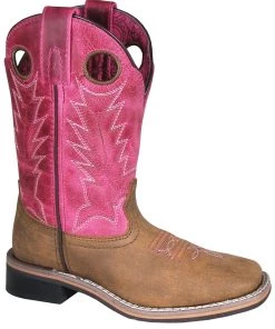 Smoky Mountain Boots Kids 'Smoky Mountain' Children's Tracie Western Square Toe - Brown Distress / Pink Distress