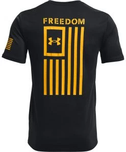 'Under Armour' Men's New Freedom Flag T-Shirt - Black / Steeltown Gold