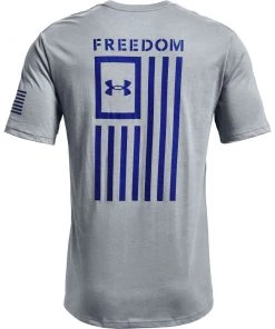 'Under Armour' Men's New Freedom Flag T-Shirt - Steel Medium Heather / Royal