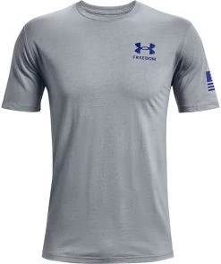 'Under Armour' Men's New Freedom Flag T-Shirt - Steel Medium Heather / Royal