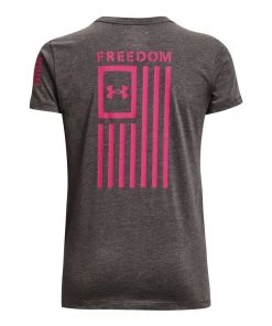 'Under Armour' Women's Freedom Flag T-Shirt - Charcoal Medium Heather / Virtual Pink