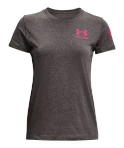 'Under Armour' Women's Freedom Flag T-Shirt - Charcoal Medium Heather / Virtual Pink