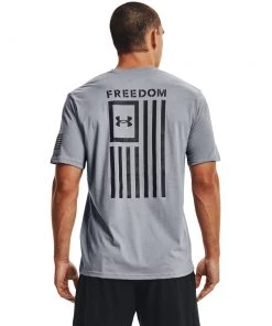 'Under Armour' Men's New Freedom Flag T-Shirt - Steel Medium Heather / Black