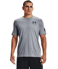 'Under Armour' Men's New Freedom Flag T-Shirt - Steel Medium Heather / Black