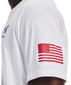 'Under Armour' Men's New Freedom Flag T-Shirt - White / Royal
