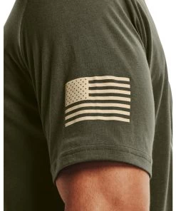 'Under Armour' Men's New Freedom Flag T-Shirt - Marine OD Green / Desert Sand