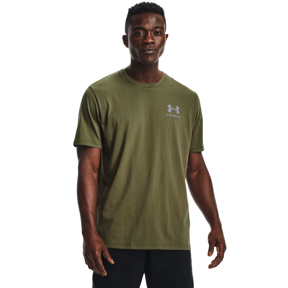 'Under Armour' Men's New Freedom Spine T-Shirt - Marine OD Green 5 'Under Armour' Men's New Freedom Spine T-Shirt - Marine OD Green