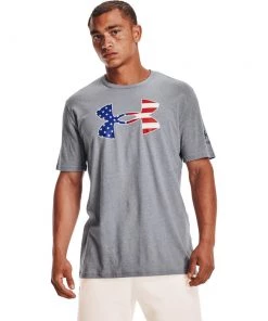 'Under Armour' Men's New Freedom BFL T-Shirt - Steel Light Heather / Royal
