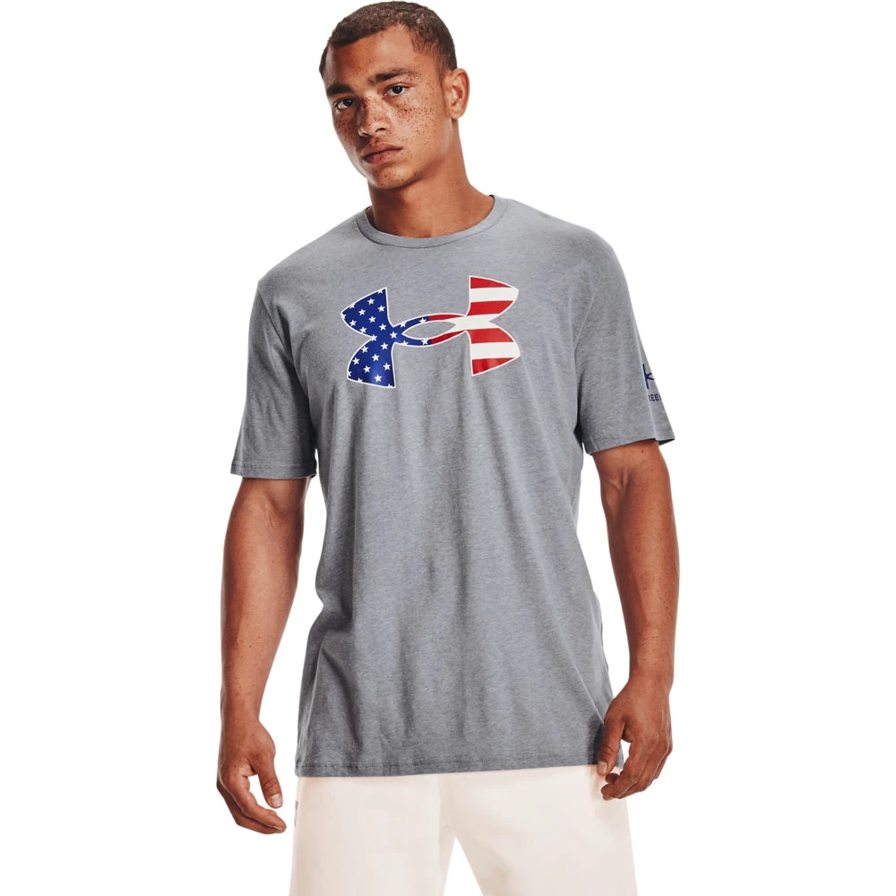 'Under Armour' Men's New Freedom BFL T-Shirt - Steel Light Heather / Royal 3 'Under Armour' Men's New Freedom BFL T-Shirt - Steel Light Heather / Royal