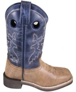 Smoky Mountain Boots 'Smoky Mountain' Children's Canyon Western Square Toe - Vintage Brown / Vintage Blue