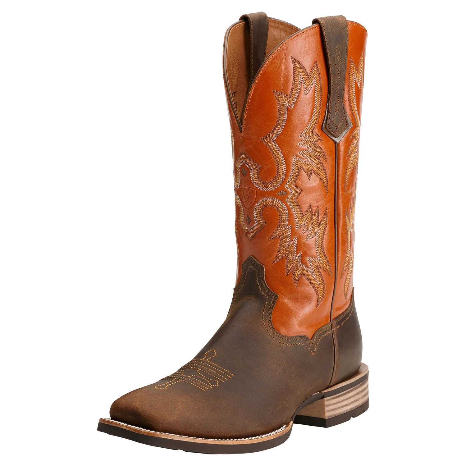 'Ariat' Men's Tombstone Western Square Toe - Distressed Brown / Orange 4 'Ariat' Men's Tombstone Western Square Toe - Distressed Brown / Orange