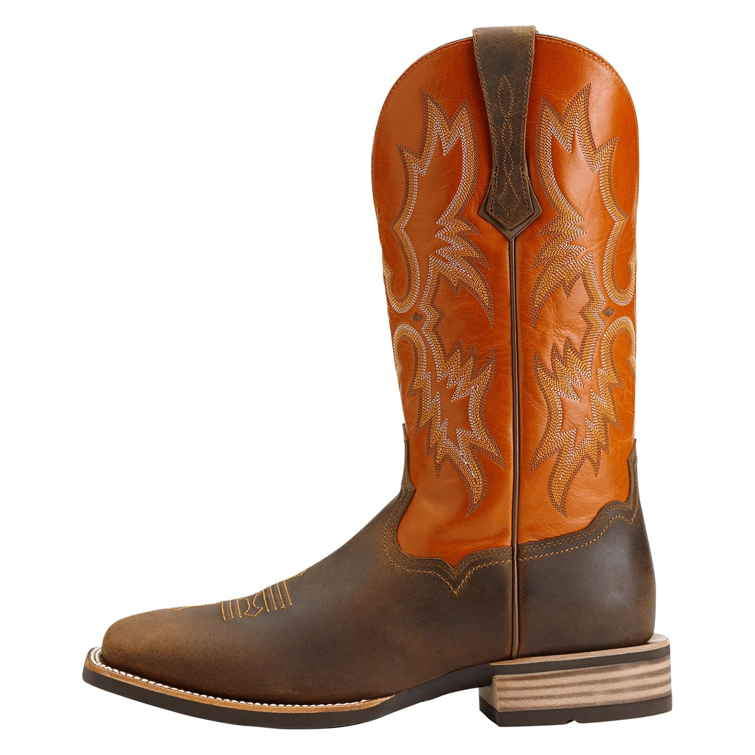 'Ariat' Men's Tombstone Western Square Toe - Distressed Brown / Orange 3 'Ariat' Men's Tombstone Western Square Toe - Distressed Brown / Orange