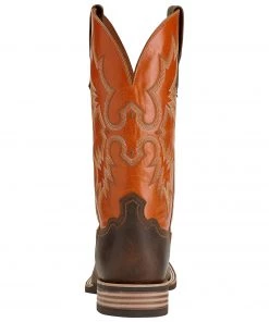 'Ariat' Men's Tombstone Western Square Toe - Distressed Brown / Orange 9 'Ariat' Men's Tombstone Western Square Toe - Distressed Brown / Orange