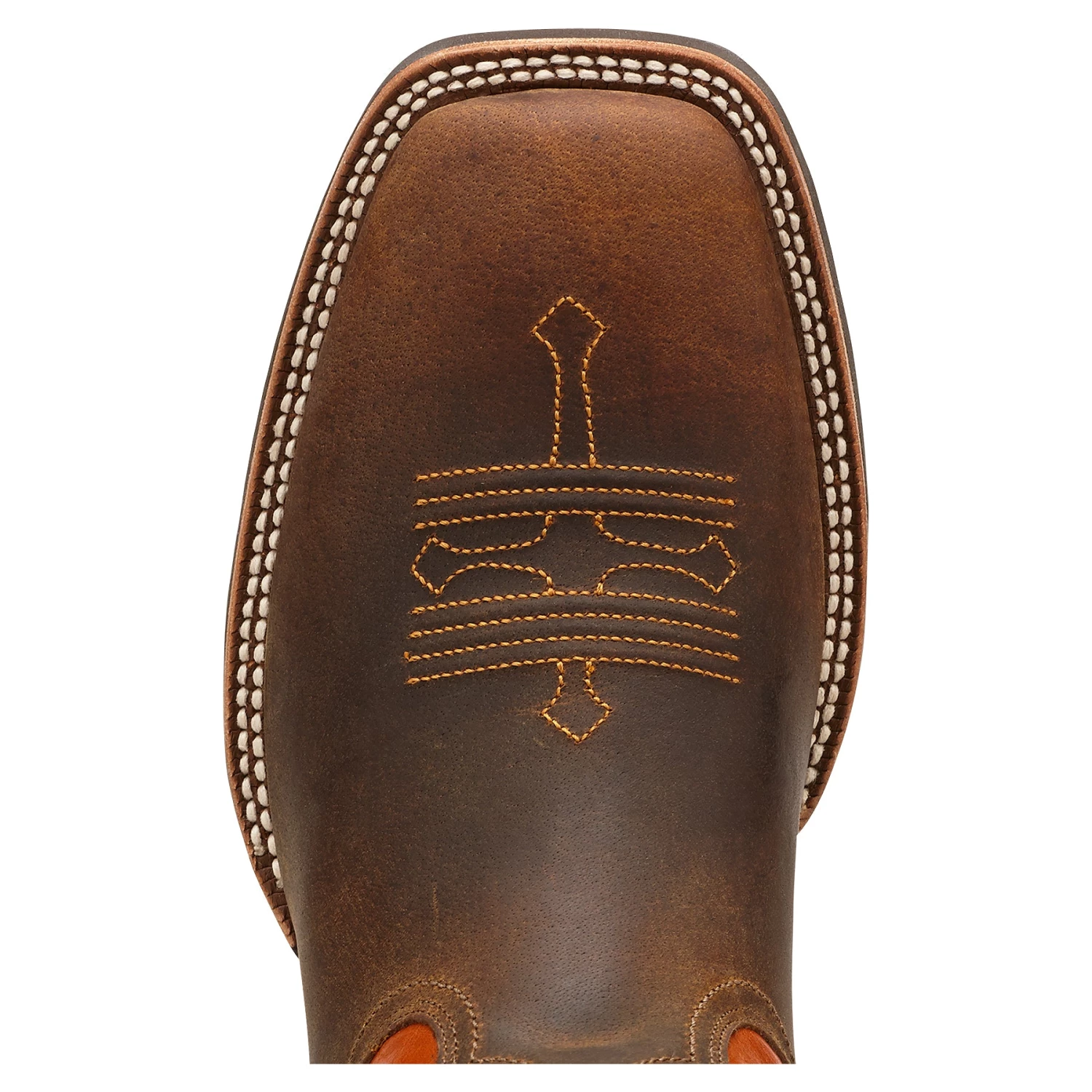 'Ariat' Men's Tombstone Western Square Toe - Distressed Brown / Orange 6 'Ariat' Men's Tombstone Western Square Toe - Distressed Brown / Orange