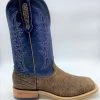 Fenoglio Boots 'Fenoglio' Men's 12" Cape Buffalo Western Square Toe - Tan / Blue