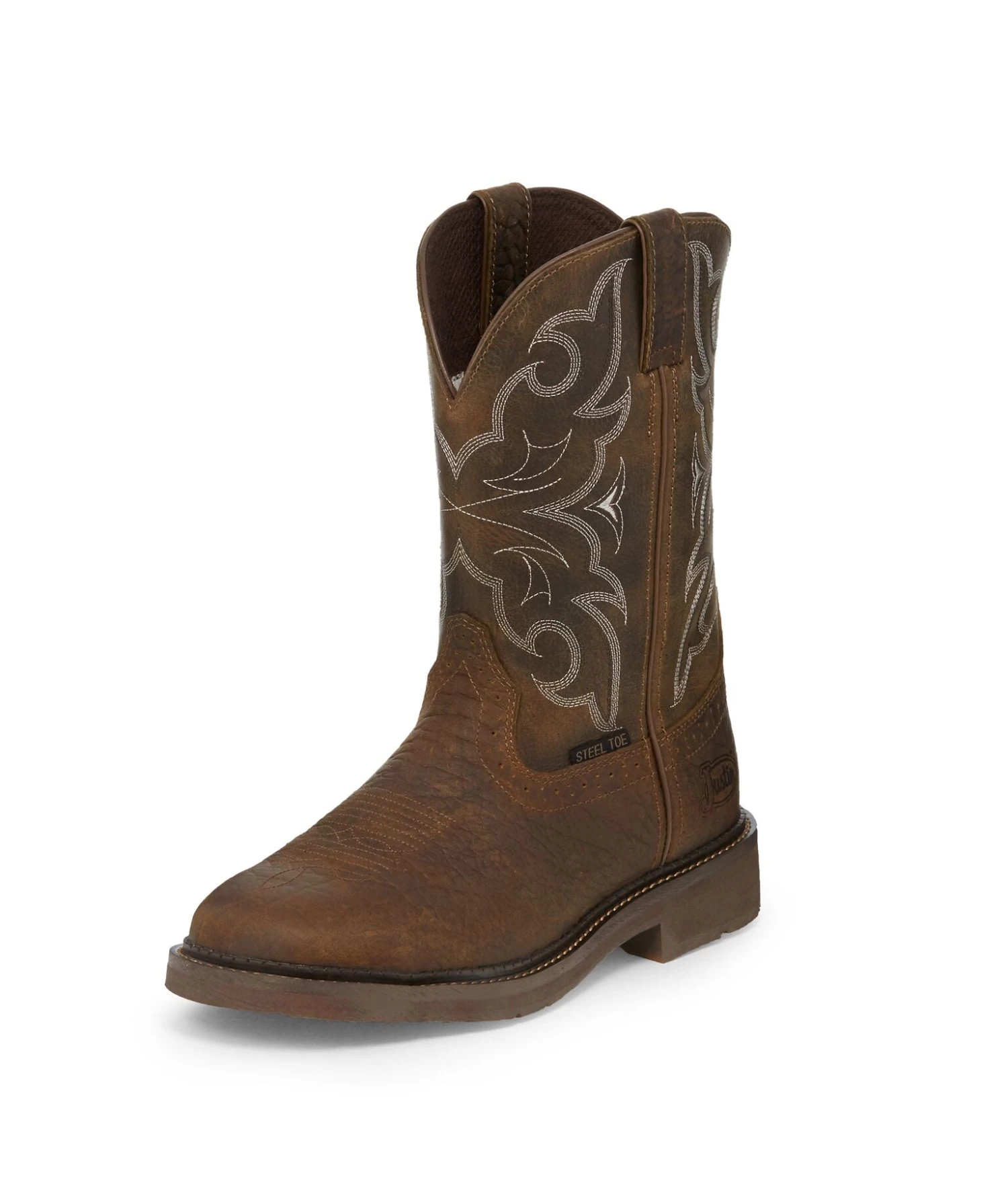 Justin Brands 'Justin' Men's Amarillo Steel Toe - Chocolate / Beige 3 Justin Brands 'Justin' Men's Amarillo Steel Toe - Chocolate / Beige