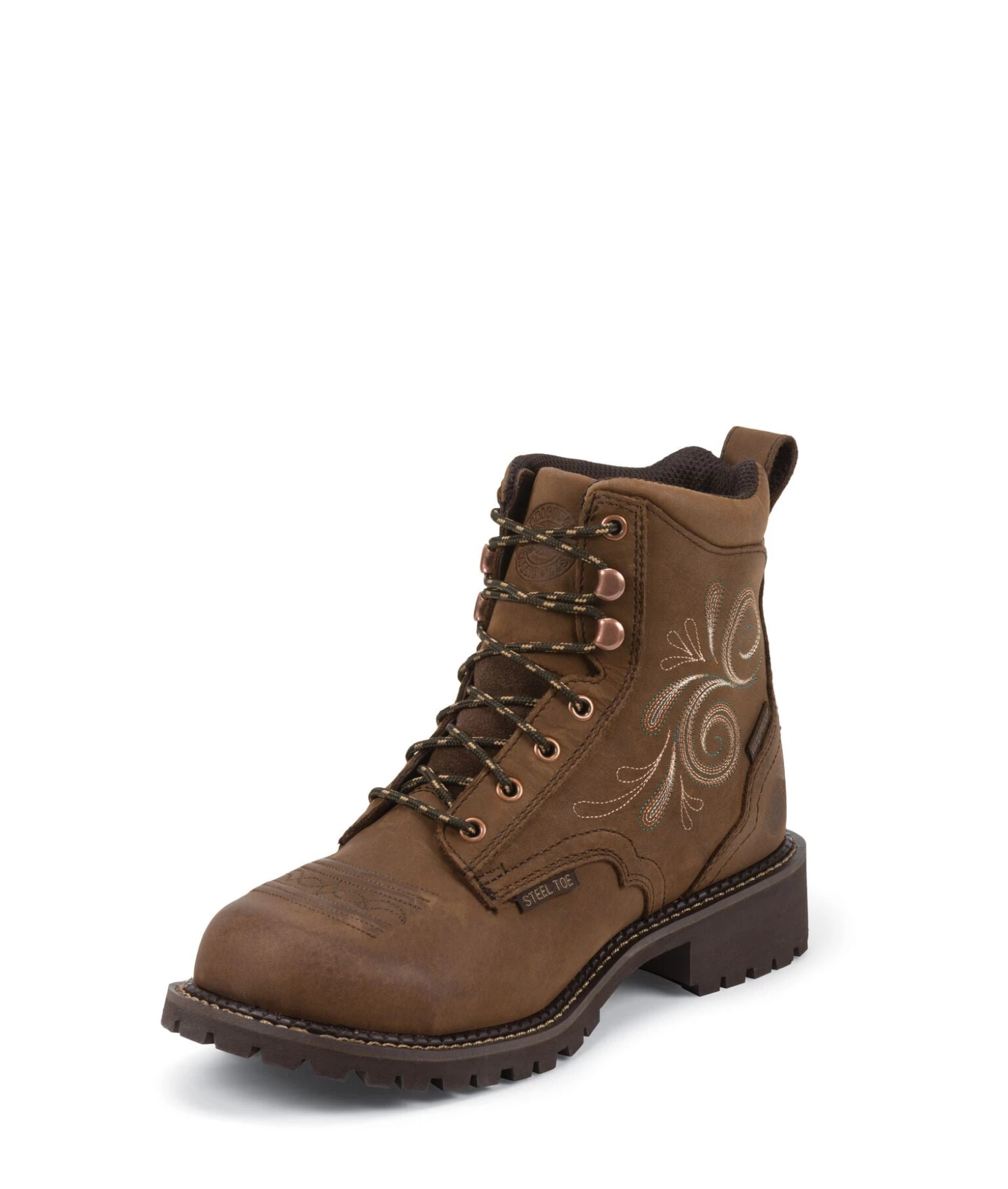 Justin Brands 'Justin' Women's 6" Katerina EH WP Steel Toe - Aged Bark Brown 3 Justin Brands 'Justin' Women's 6" Katerina EH WP Steel Toe - Aged Bark Brown