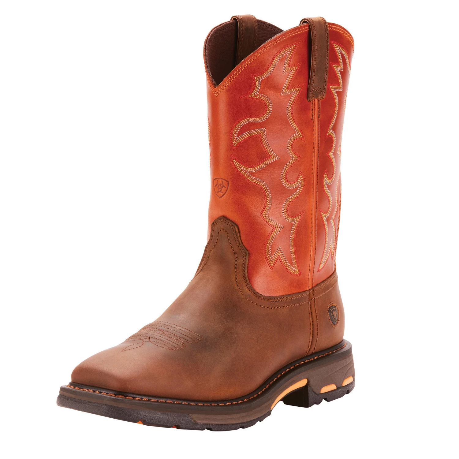 'Ariat' Men's 11" WorkHog Western Square Toe - Brown / Orange 4 'Ariat' Men's 11" WorkHog Western Square Toe - Brown / Orange