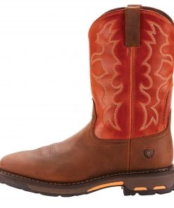 'Ariat' Men's 11" WorkHog Western Square Toe - Brown / Orange