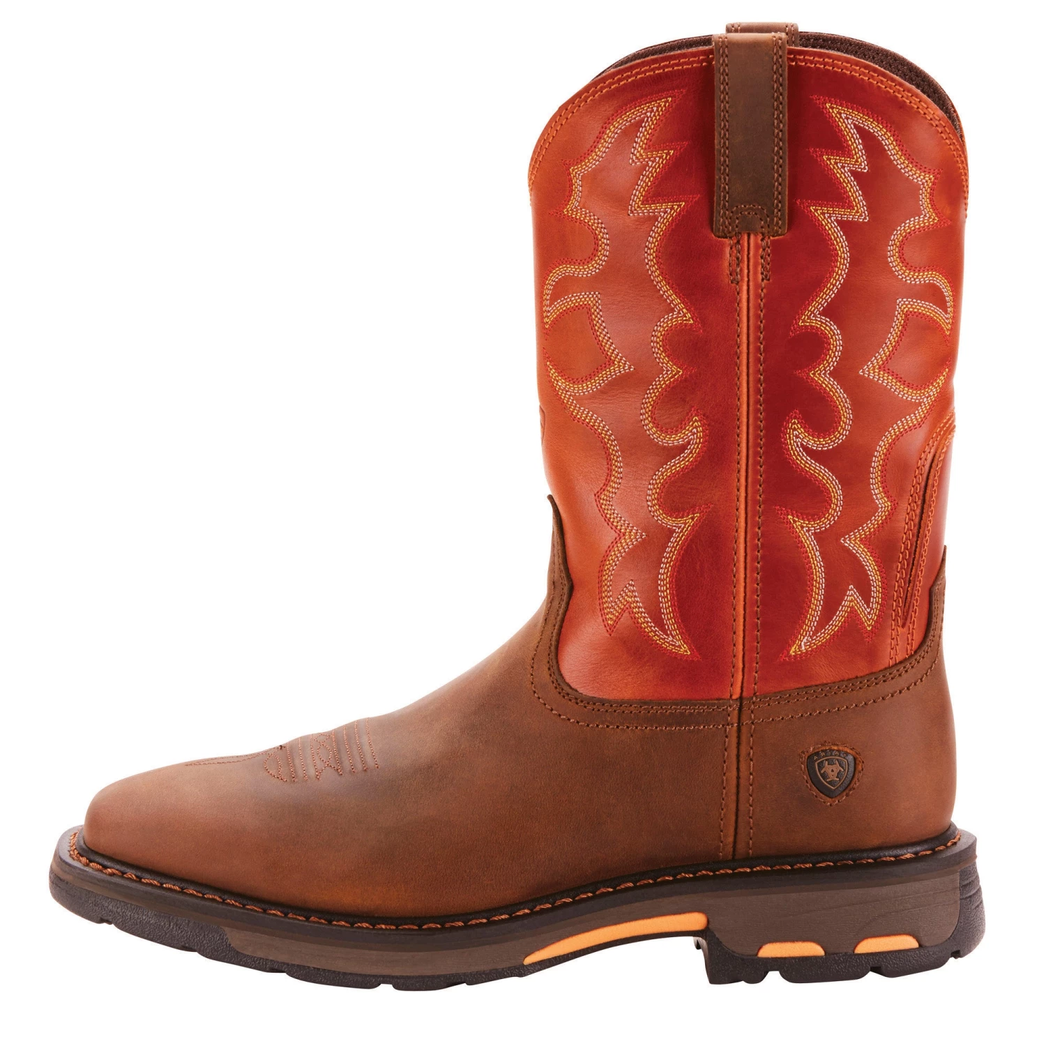 'Ariat' Men's 11" WorkHog Western Square Toe - Brown / Orange 3 'Ariat' Men's 11" WorkHog Western Square Toe - Brown / Orange