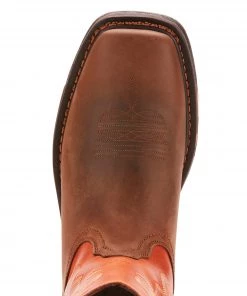 'Ariat' Men's 11" WorkHog Western Square Toe - Brown / Orange 10 'Ariat' Men's 11