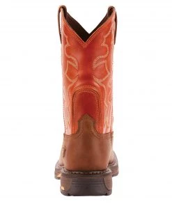 'Ariat' Men's 11" WorkHog Western Square Toe - Brown / Orange 9 'Ariat' Men's 11